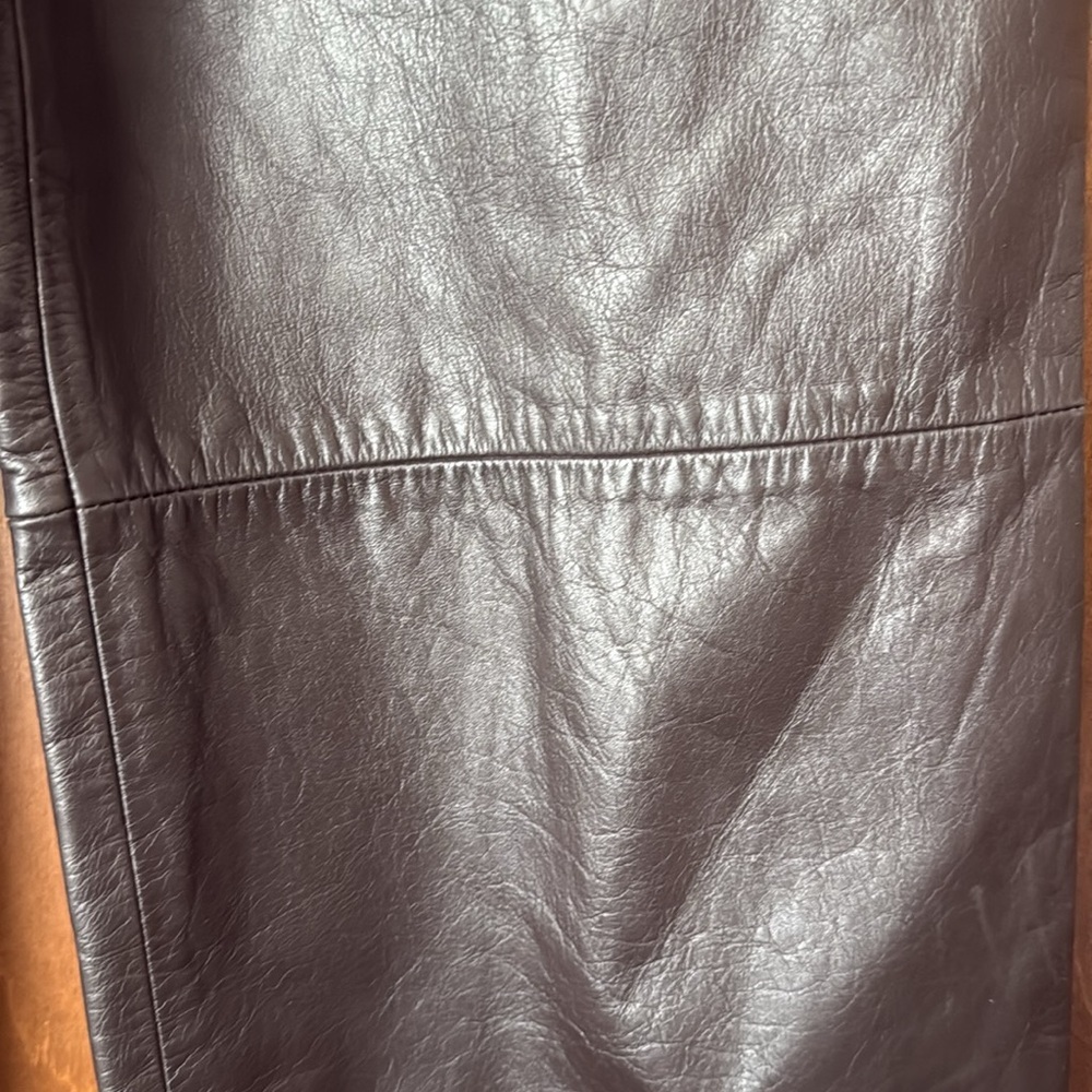 Nine West Vintage Dark Brown Straight Leg Leather Pants Sz 12. Great Condition - Picture 2 of 6